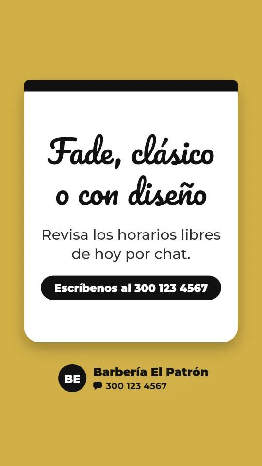 Ejemplo de historia para barbería: Fade, clásico o con diseño