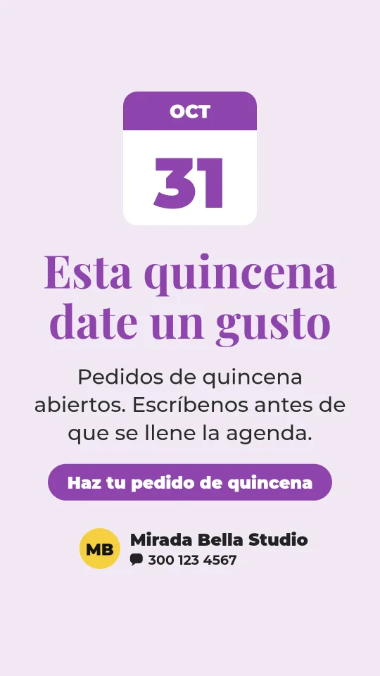 Ejemplo de historia para salón de belleza, cejas y pestañas: Esta quincena date un gusto