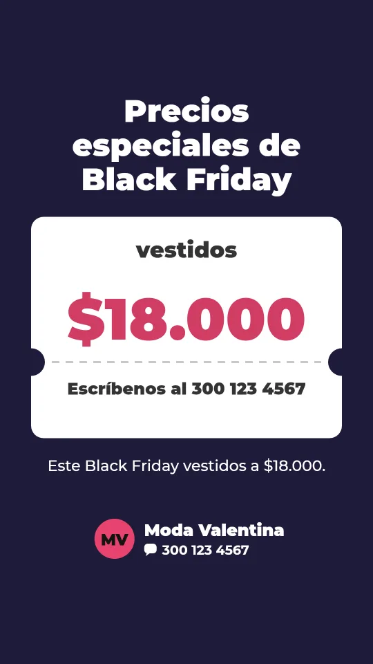 Ejemplo de historia para ropa y moda: Precios especiales de Black Friday