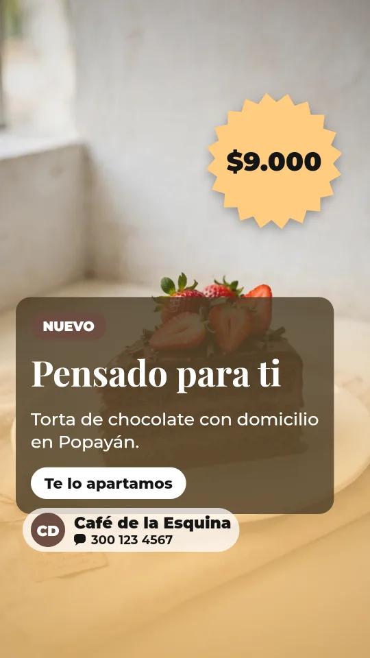 Ejemplo de historia para cafetería: Pensado para ti
