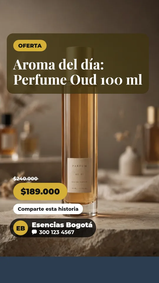 Ejemplo de historia para perfumes: Aroma del día: Perfume Oud 100 ml