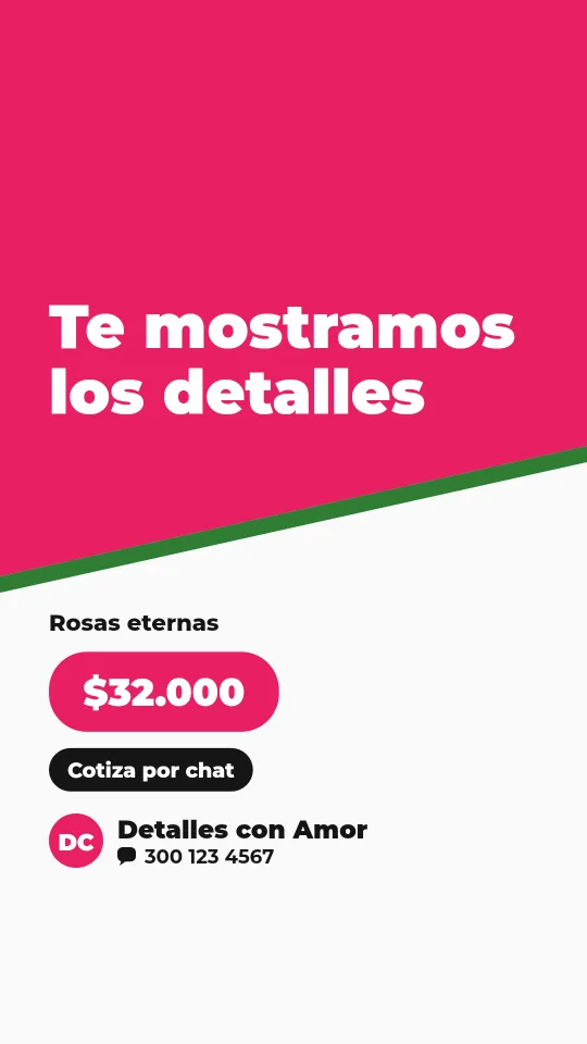 Ejemplo de historia para flores y detalles: Te mostramos los detalles
