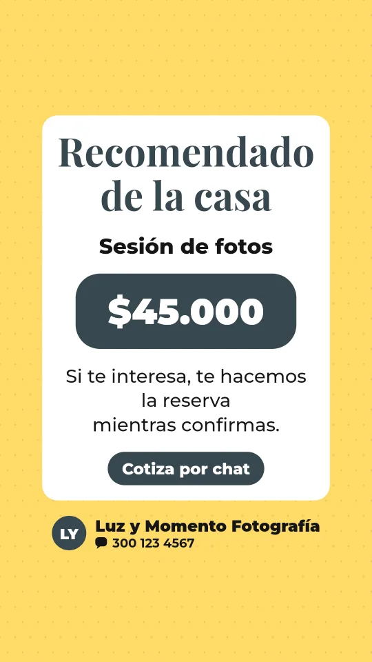 Ejemplo de historia para fotógrafo: Recomendado de la casa