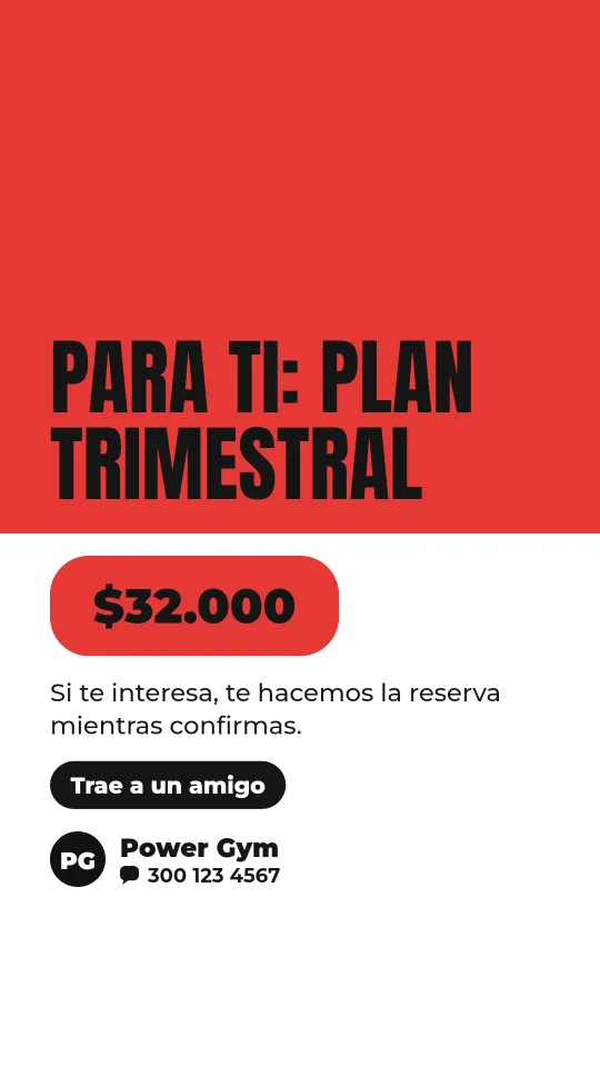Ejemplo de historia para gimnasio: Para ti: plan trimestral