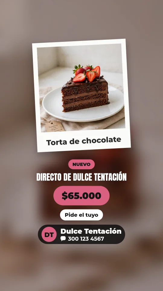Ejemplo de historia para postres y tortas: Directo de Dulce Tentación
