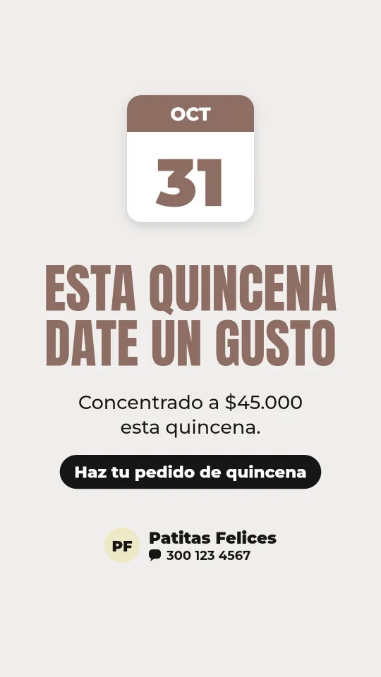 Ejemplo de historia para mascotas: Esta quincena date un gusto