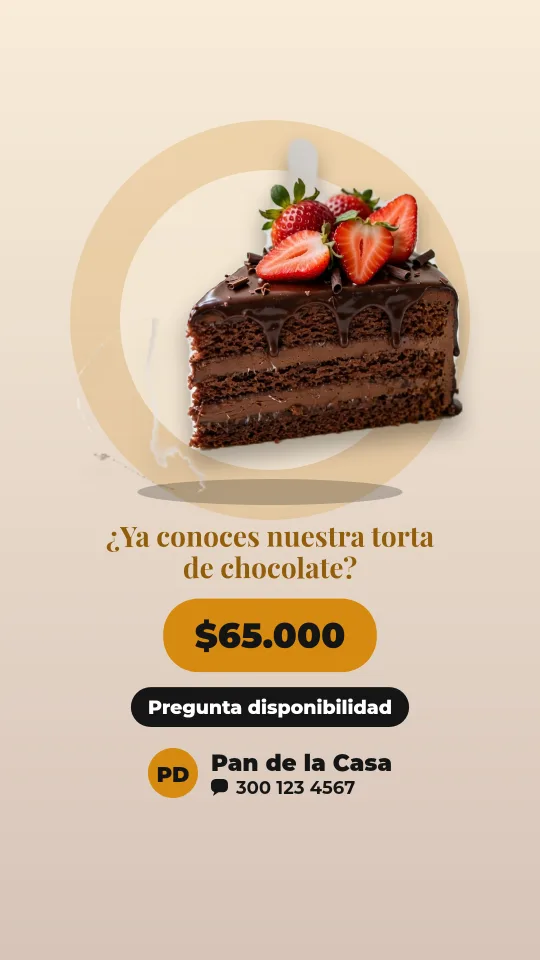 Ejemplo de historia para panadería: ¿Ya conoces nuestra torta de chocolate?