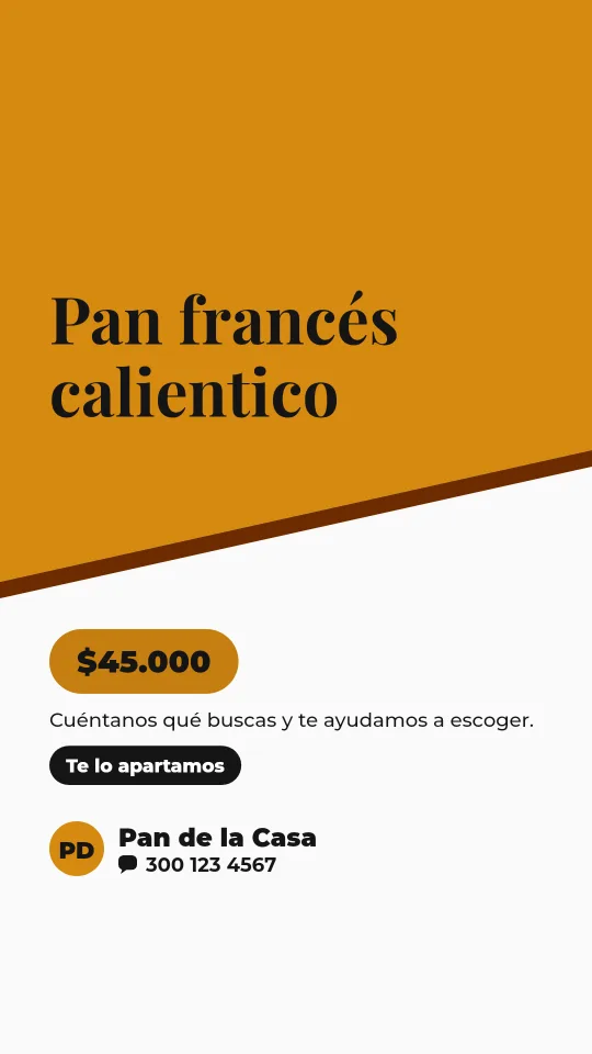 Ejemplo de historia para panadería: Pan francés calientico