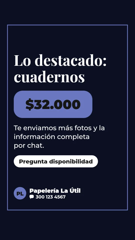 Ejemplo de historia para papelería: Lo destacado: cuadernos
