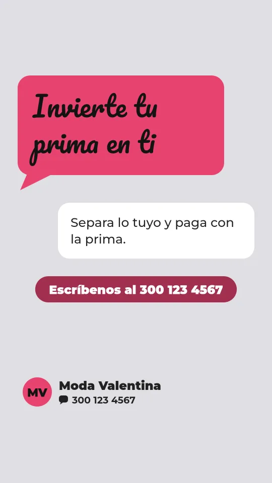 Ejemplo de historia para ropa y moda: Invierte tu prima en ti