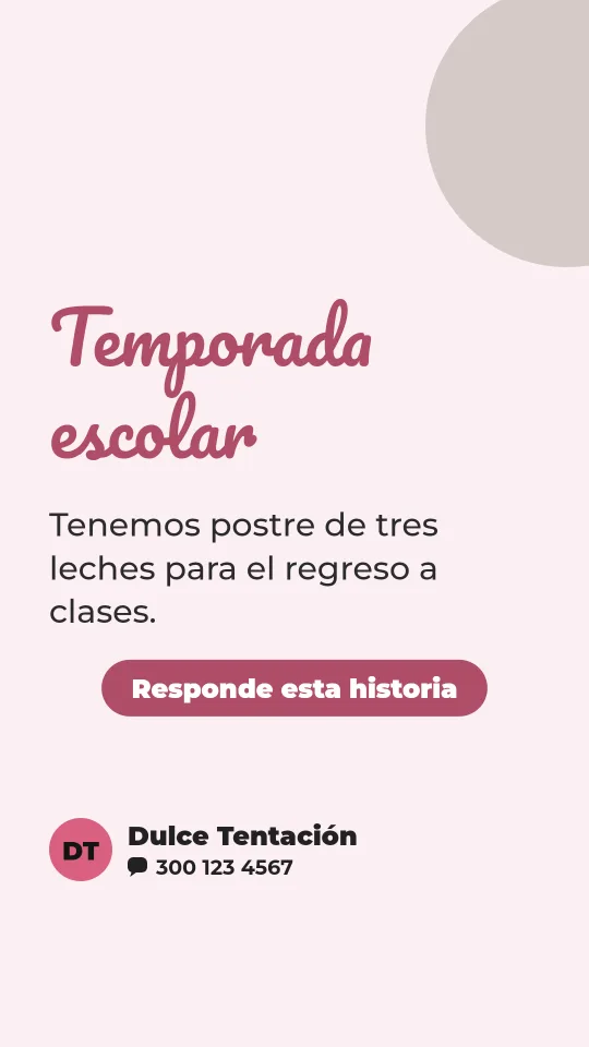 Ejemplo de historia para postres y tortas: Temporada escolar
