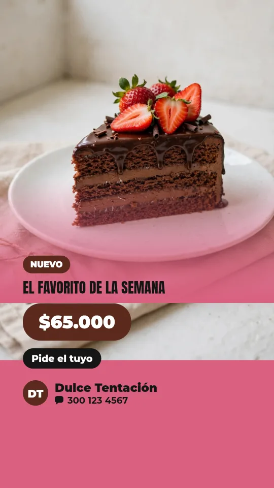 Ejemplo de historia para postres y tortas: El favorito de la semana