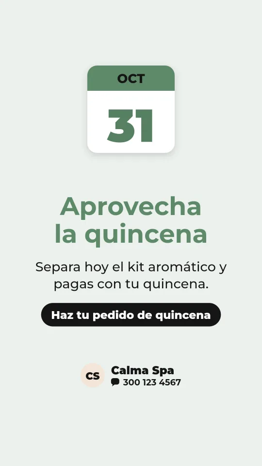 Ejemplo de historia para spa y masajes: Aprovecha la quincena