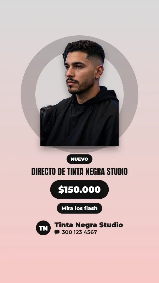Ejemplo de historia para estudio de tatuajes: Directo de Tinta Negra Studio