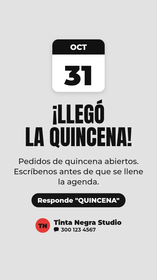 Ejemplo de historia para estudio de tatuajes: ¡Llegó la quincena!